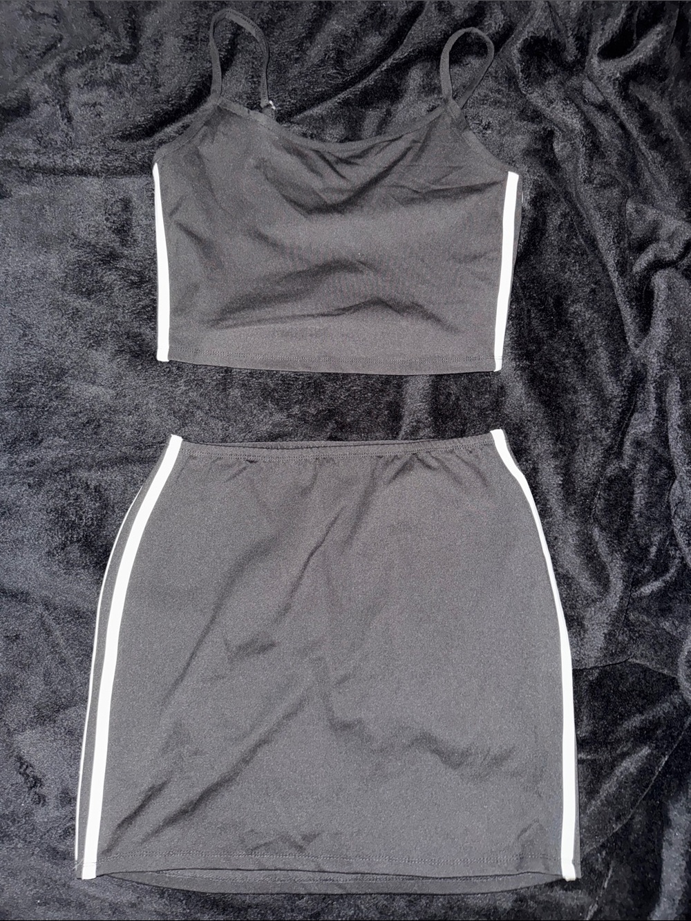 No Boundaries Black Mini Skirt with White Side Stripes